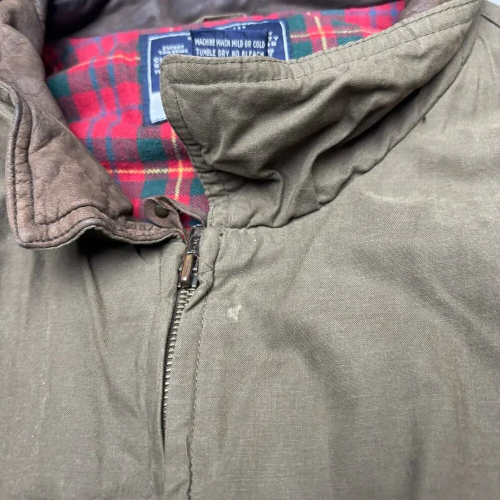 Vintage Gap Harrington Bomber Jacket Leather Collar XL Y2K Flannel Quilt Lined - Picture 12 of 14